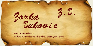 Zorka Duković vizit kartica